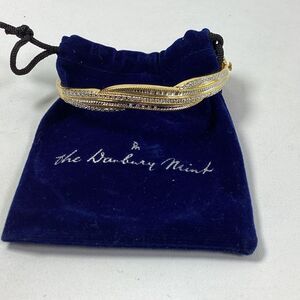 Danbury Mint Forever Diamond Bangle Bracelet Gold Plated Inscribed I Loved You
